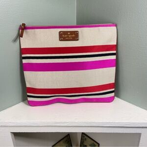 Kate Spade New York Striped Envelope Clutch Travel Bag Fabric Canvas handbag